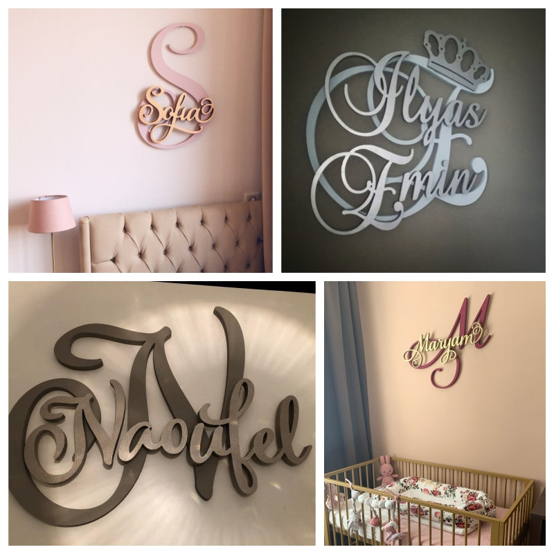 Luxe Houten initiaal sierlijk + naam sierlijk Luxe Houten initiaal sierlijk + naam sierlijk