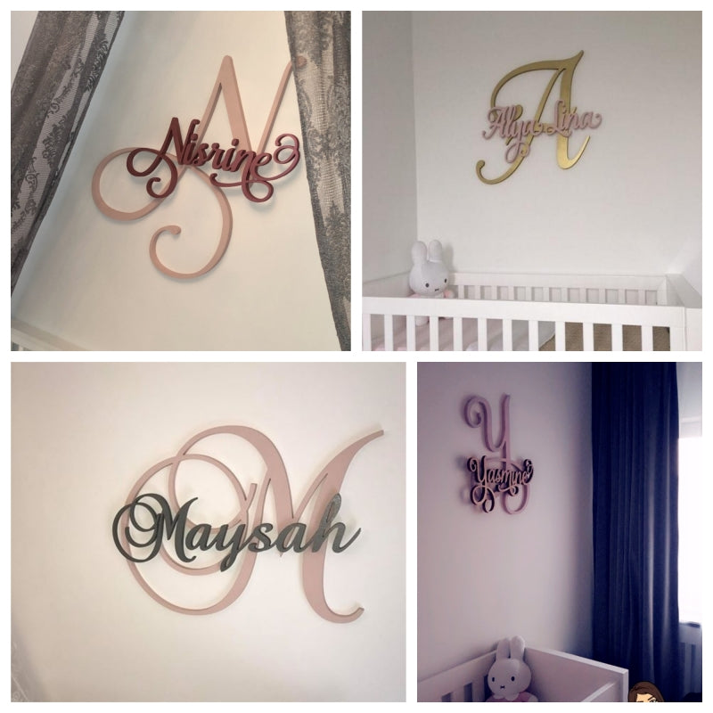 Luxe Houten initiaal sierlijk + naam sierlijk Luxe Houten initiaal sierlijk + naam sierlijk
