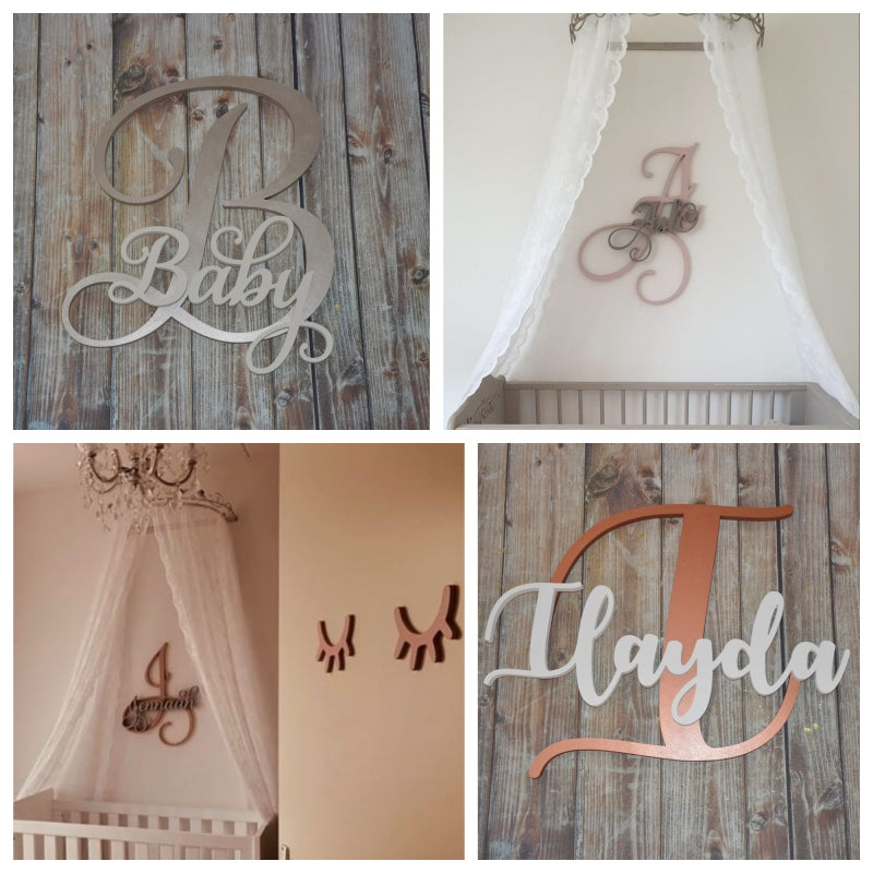 Luxe Houten initiaal sierlijk + naam sierlijk Luxe Houten initiaal sierlijk + naam sierlijk