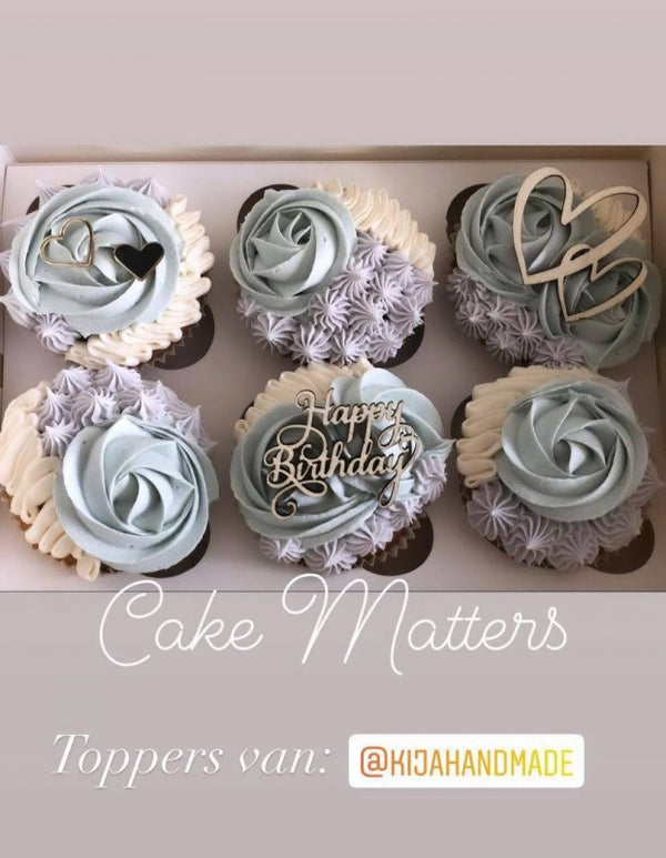 Cupcaketopper Happy birthday sierlijk