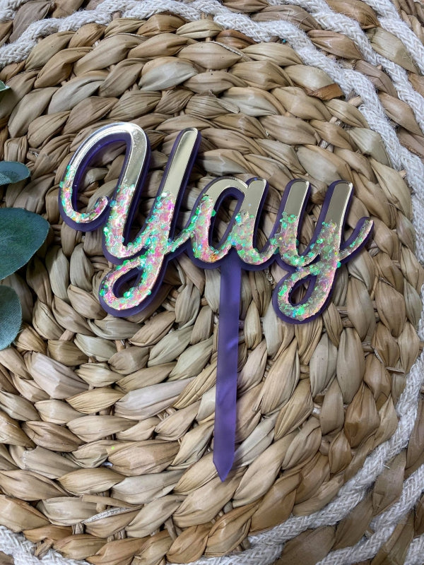 Taarttopper Yay paars/goud