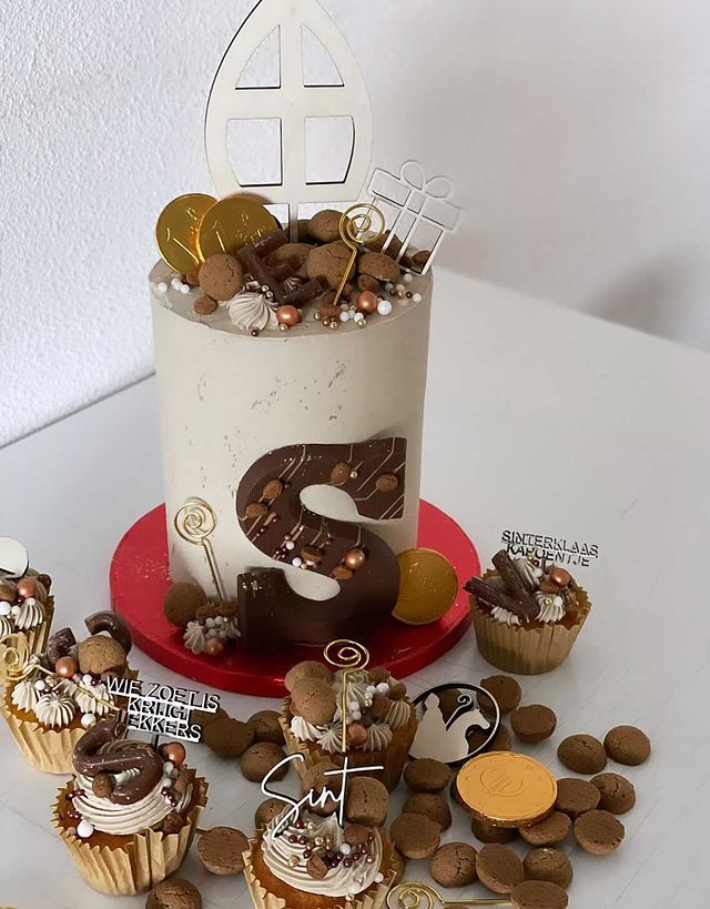 Cupcaketopper Sinterklaas rond