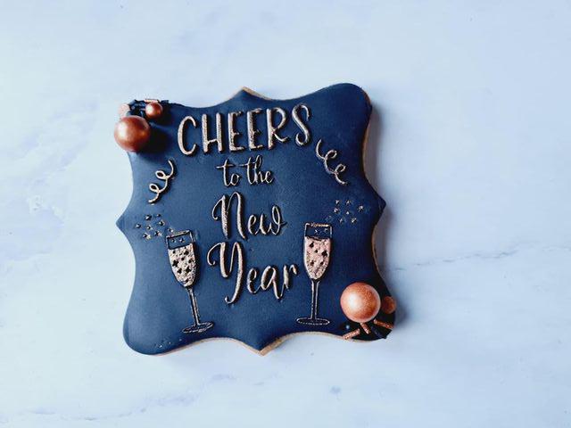 Koek fondant stempel Cheers to the new year