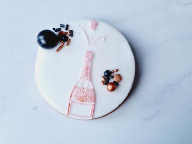 Koek fondant stempel Champagne fles