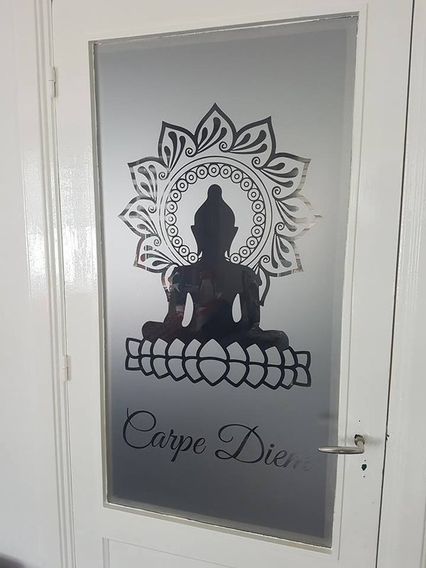 Raamfolie Buddha Carpe Diem
