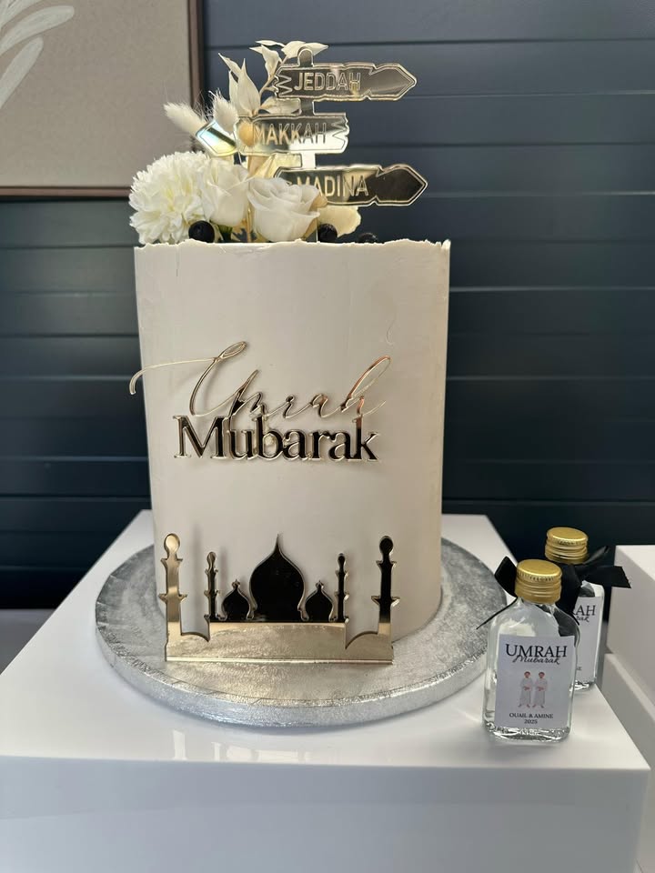 Taarttopper set wegwijzer + Umrah Mubarak + Moskee