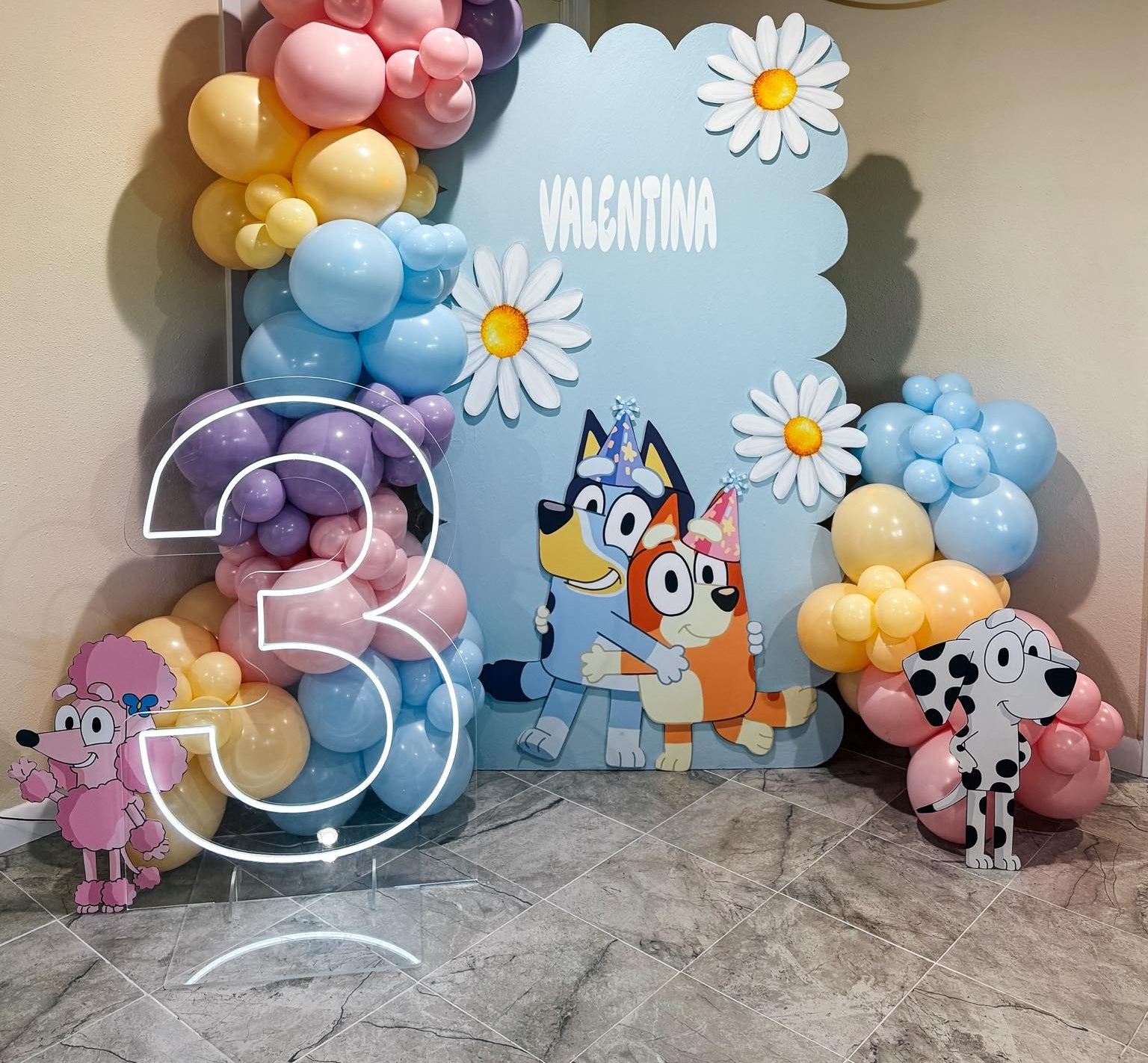 Bluey & Bingo feesthoedjes cut-out decoratie voor feest