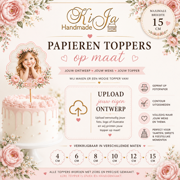 Uitgesneden papieren toppers - Upload je eigen print