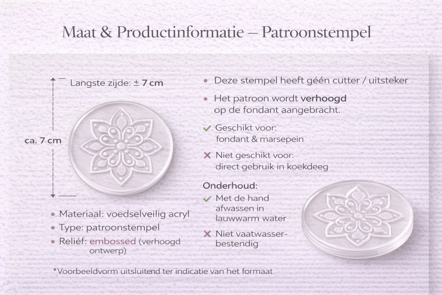 Koek stempel | Fondant embosser debosser | Eigen ontwerp