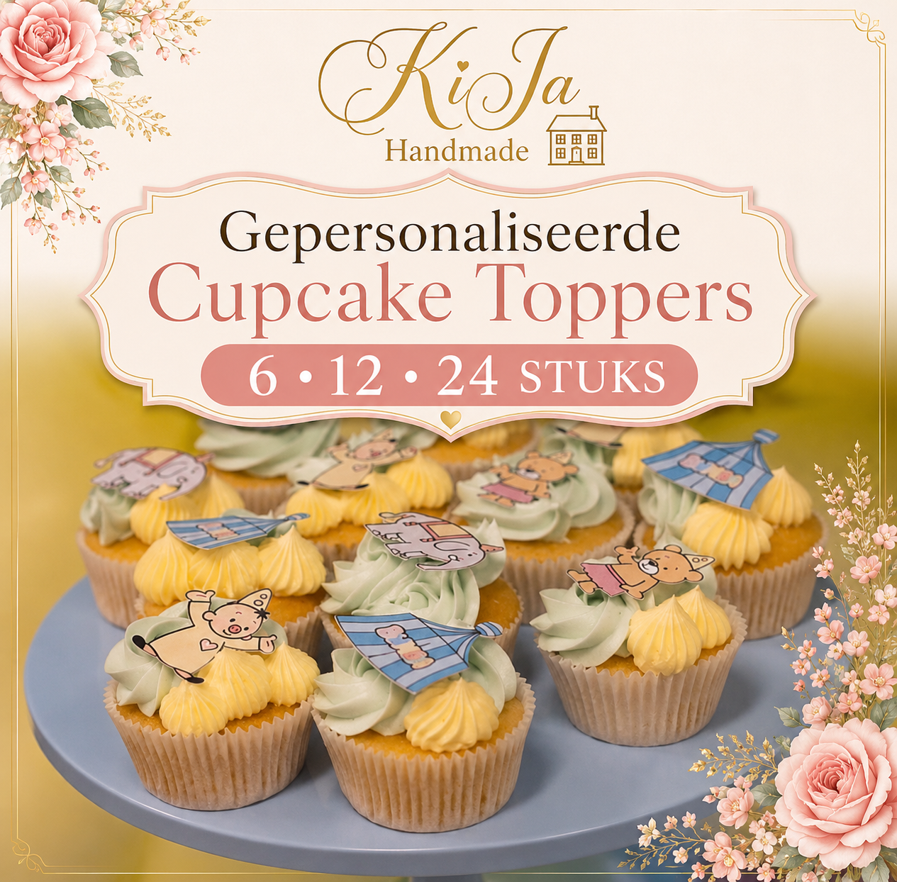 Gepersonaliseerde Cupcake Toppers – Upload je eigen ontwerp