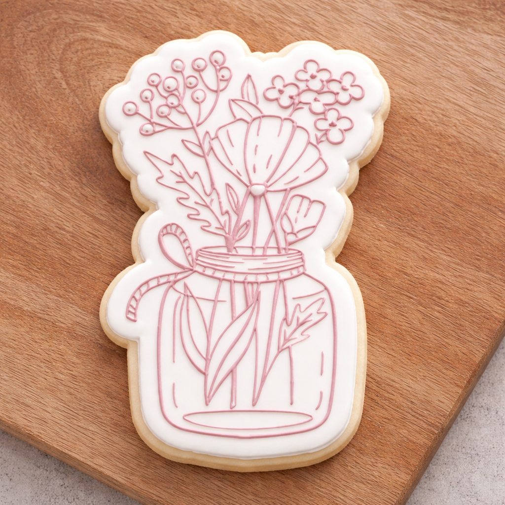 Koek stempel | Fondant embosser | bloemen in pot