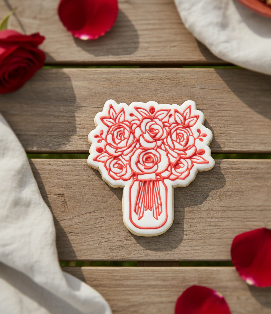 Koek stempel | Fondant embosser | rozen in pot