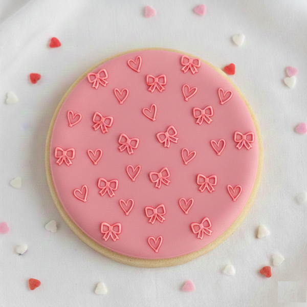 Koek stempel | Fondant embosser | Hart strik patroon