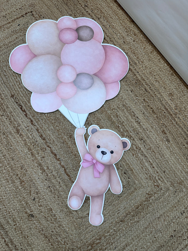 Beer met ballonnen roze cut-out decoratie voor feest