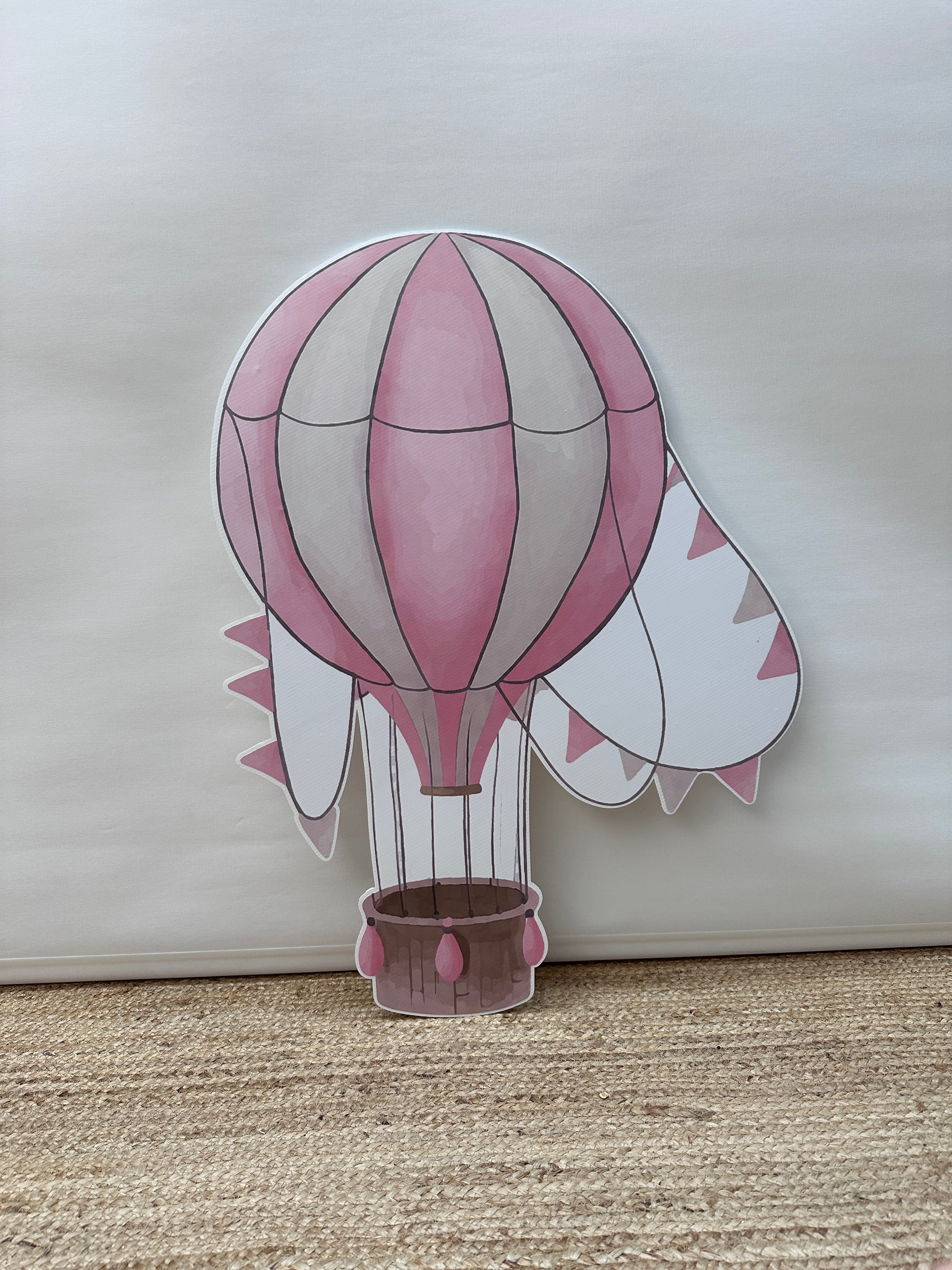 Luchtballon met vlaggen roze cut-out decoratie voor feest