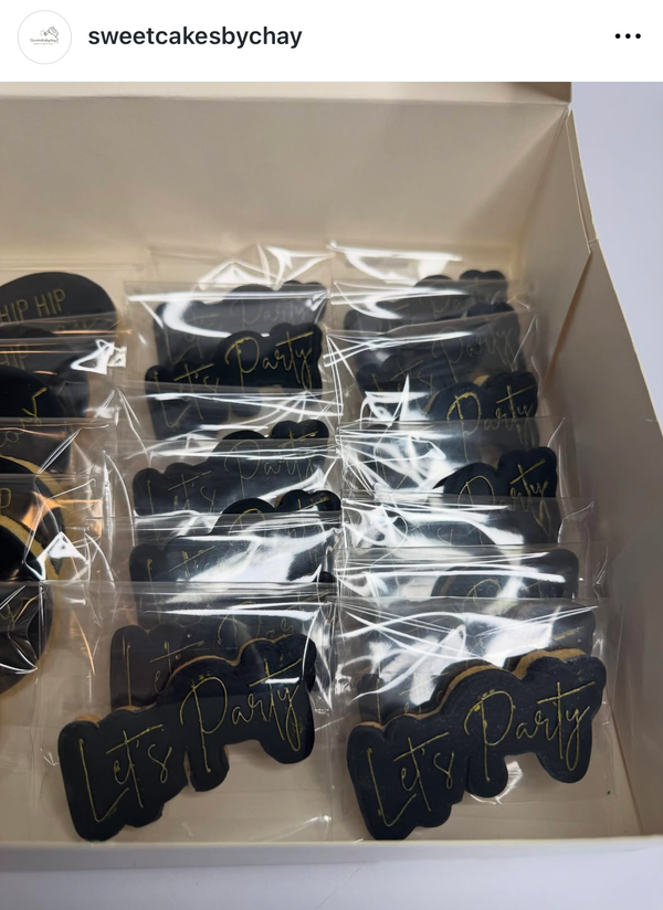 Koek fondant stempel Lets Party