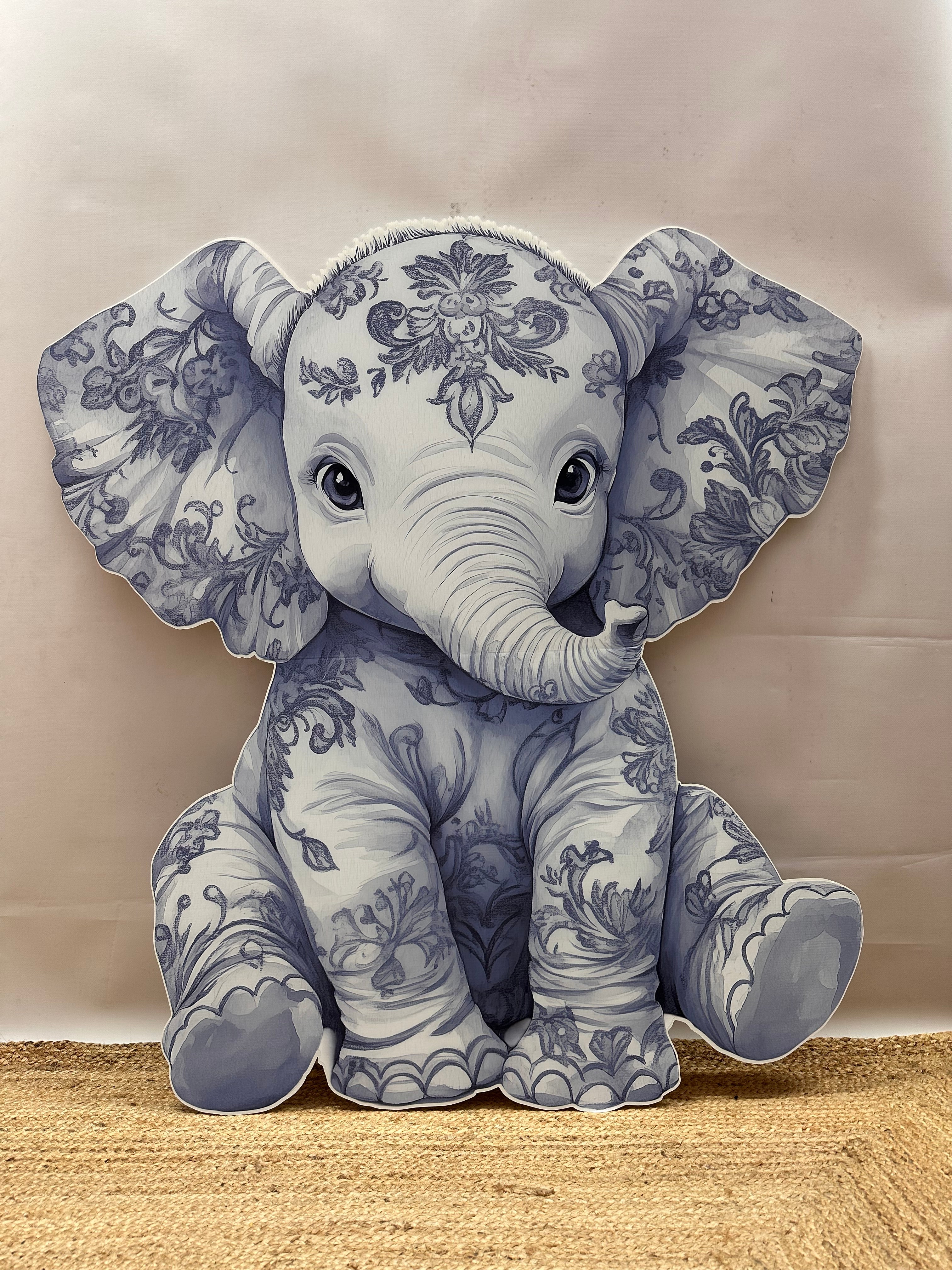Olifant blauw Toile cut-out decoratie voor feest