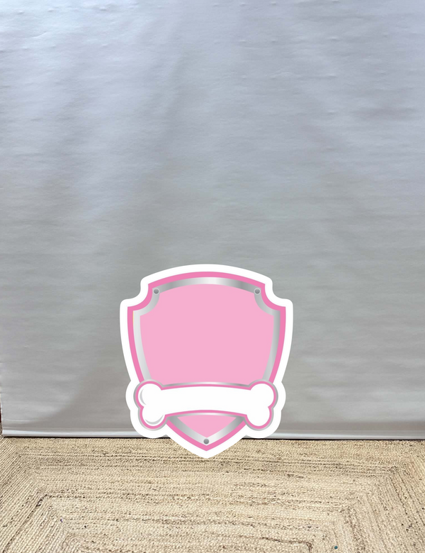 Paw patrol naambord roze cut-out decoratie voor feest