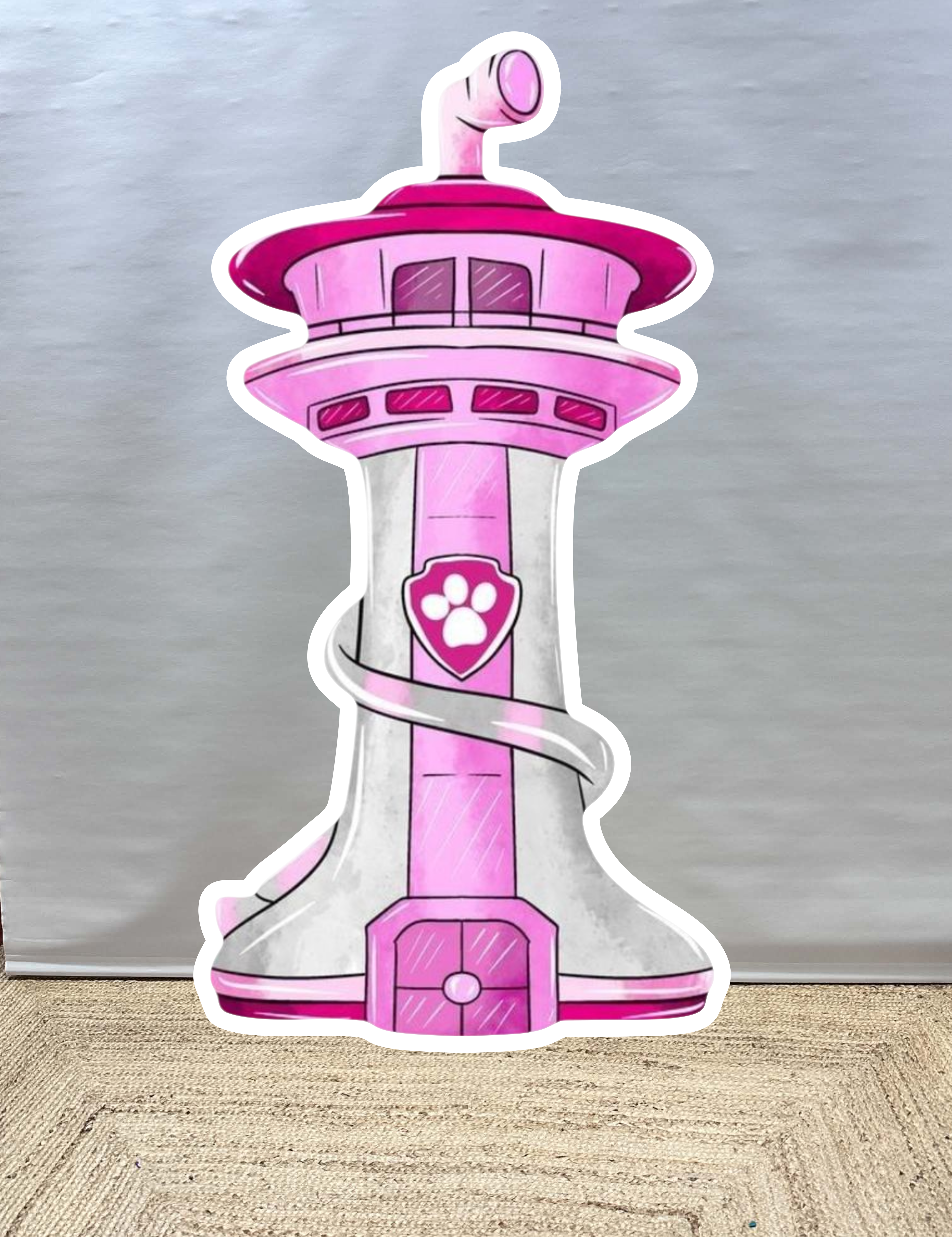 Paw patrol toren roze cut-out decoratie voor feest
