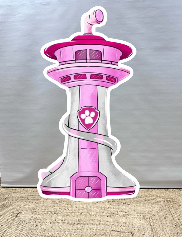Paw patrol toren roze cut-out decoratie voor feest
