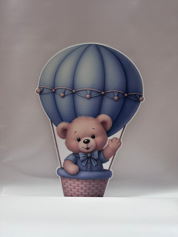 Luchtballon met beer blauw cut-out decoratie voor feest