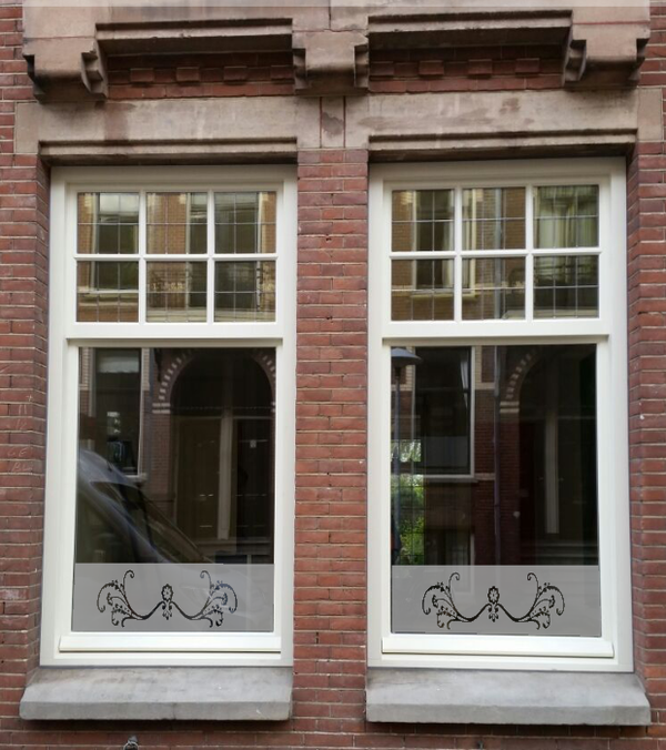 Raamfolie Horizontaal ornament bloem 2