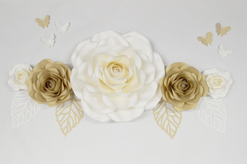 Paper flower set krans taupe