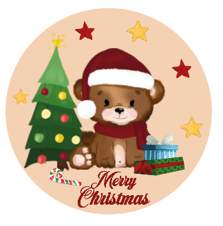 Kerst sticker Beer beige