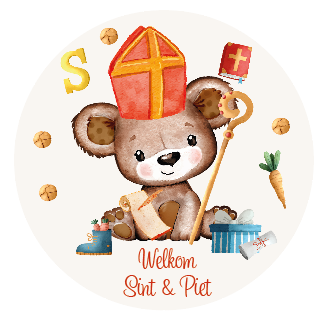 Sinterklaas sticker Beer beige