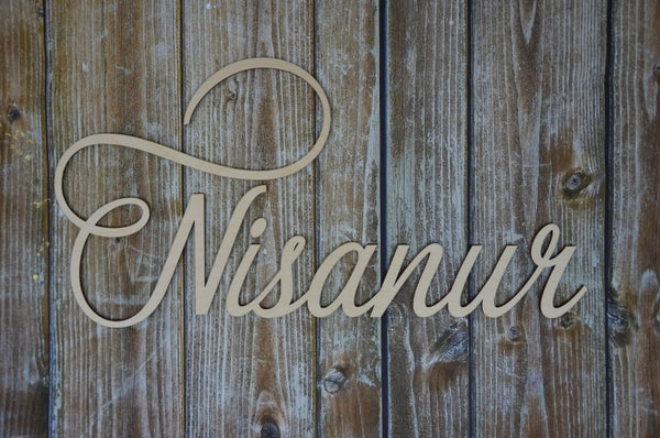 Basic houten Kindernaam Sierlijk krul