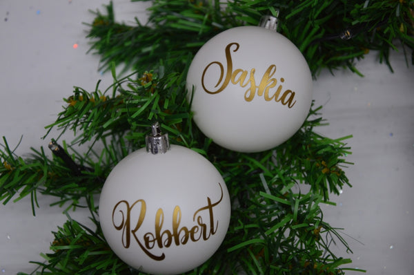 Plastic Kerstbal sierlijk met naam