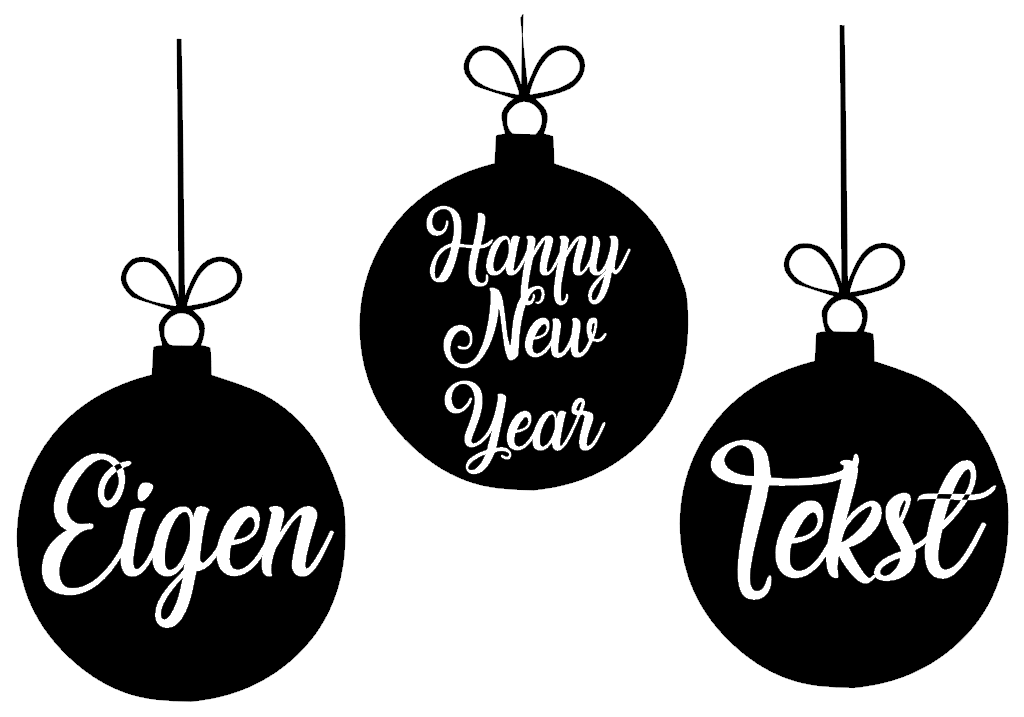 sticker Kerstballen set van 3 stuks met eigen tekst