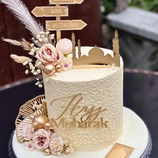 Taarttopper set wegwijzer + Hajj Mubarak + Moskee