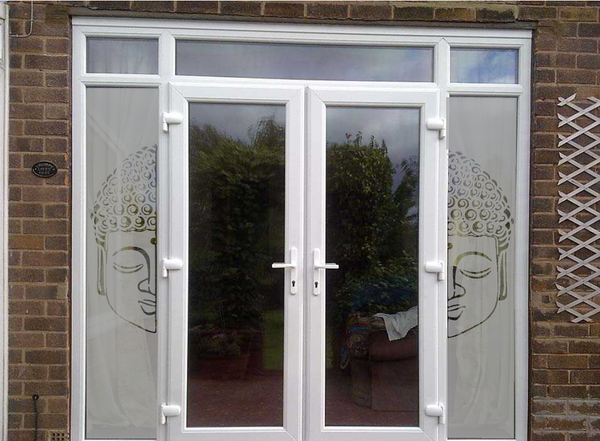 Raamfolie verticaal halve buddha