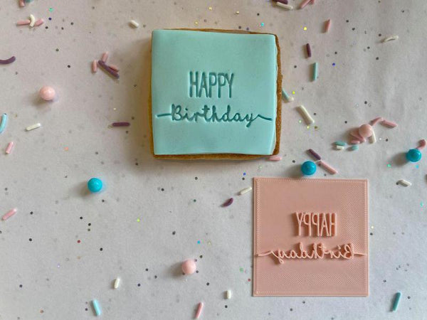 Koek fondant stempel Happy Birthday