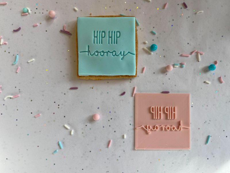 Koek fondant stempel HIP HIP Hooray