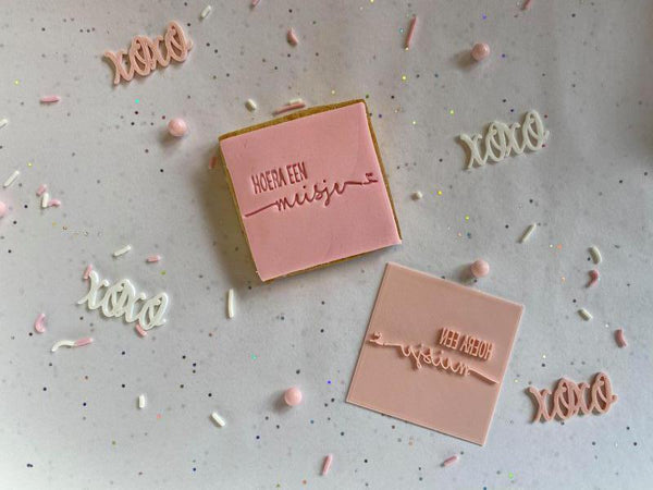 Koek fondant stempel Hoera een meisje