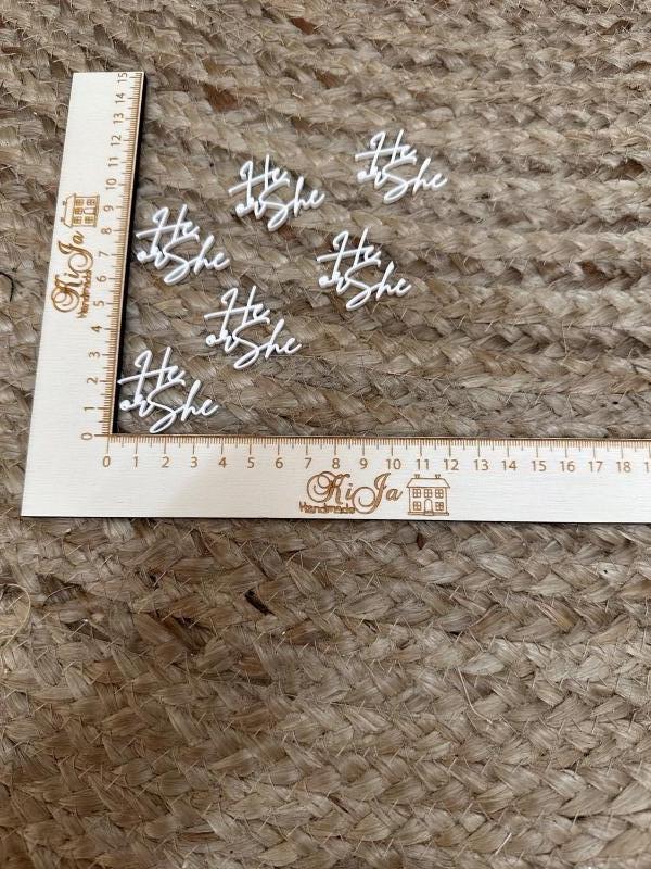 SALE Acryl wit He or she (6 stuks)
