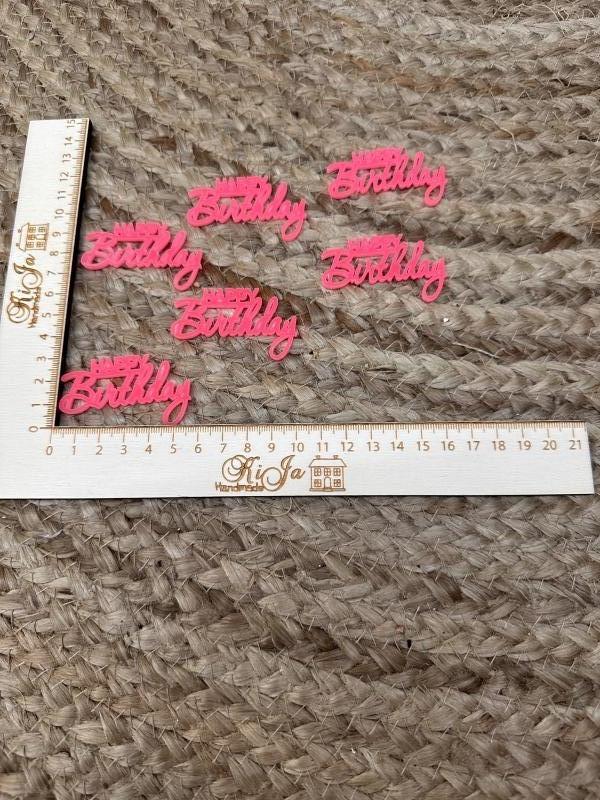 SALE Acryl neon roze happy birthday (6 stuks)