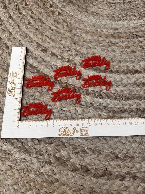 SALE Acryl rood happy birthday (6 stuks)