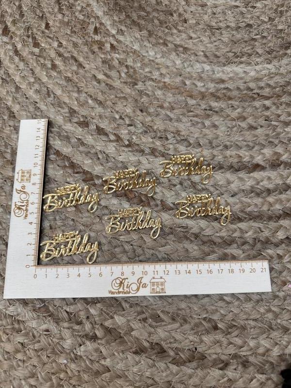 SALE Acryl goud happy birthday (6 stuks)