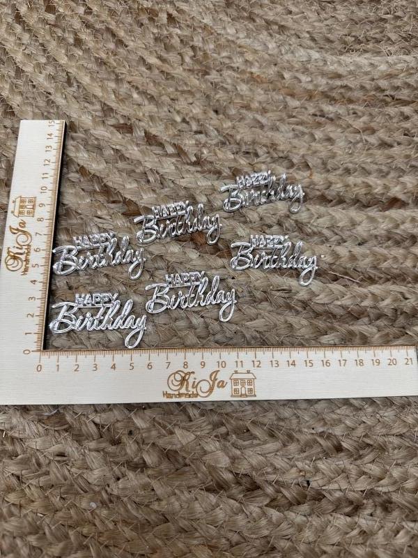 SALE Acryl zilver happy birthday (6 stuks)