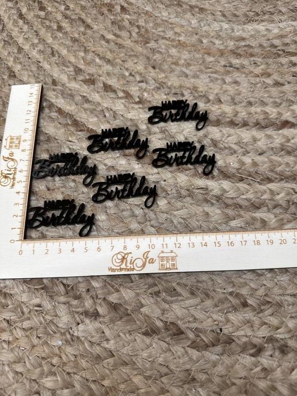 SALE Acryl zwart happy birthday (6 stuks)