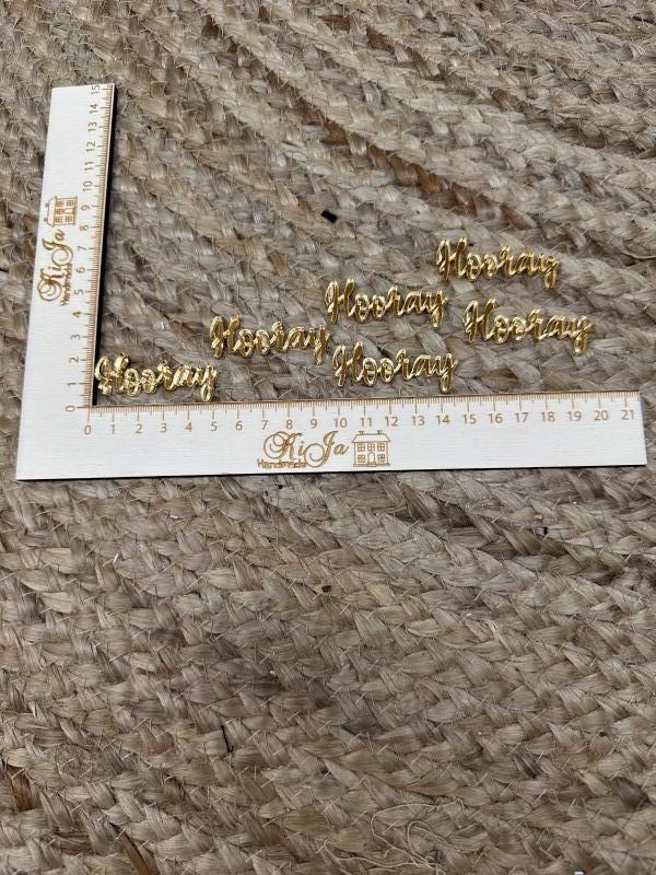SALE Acryl goud hooray 2 (6 stuks)