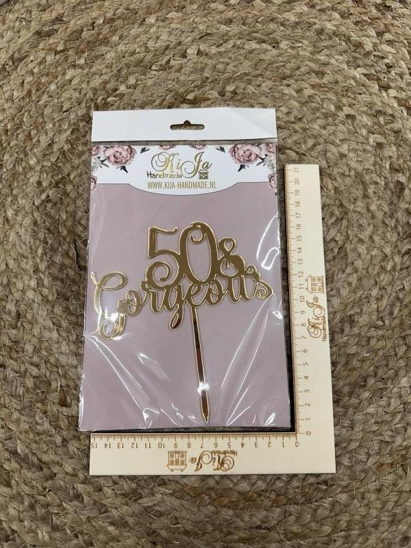 SALE Acryl  goud 50 & gorgeous