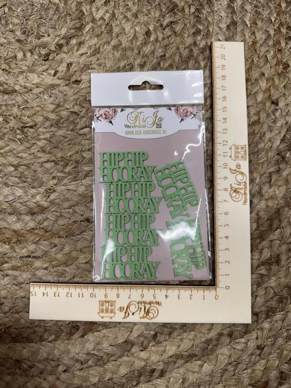 SALE 3d print groen HipHip hooray (6 stuks)