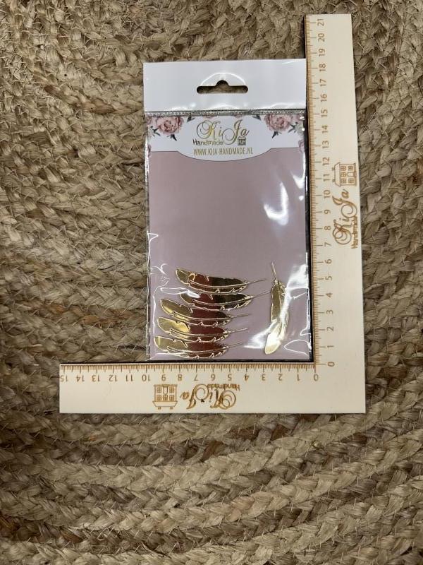SALE Acryl goud veer (6 stuks)