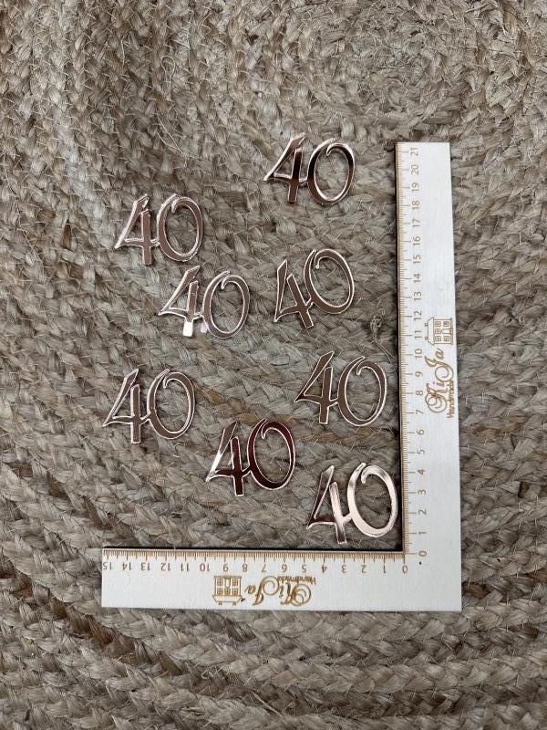 SALE Acryl rose goud cijfer 40 (8 stuks)