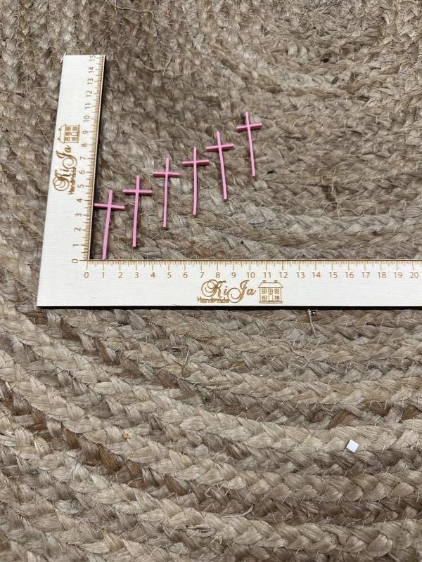 SALE Acryl roze kruis (6 stuks)