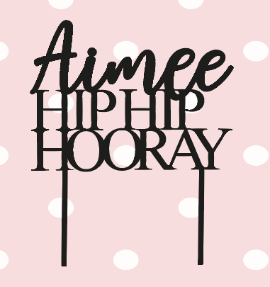 Taarttopper HIP HIP HOORAY met naam